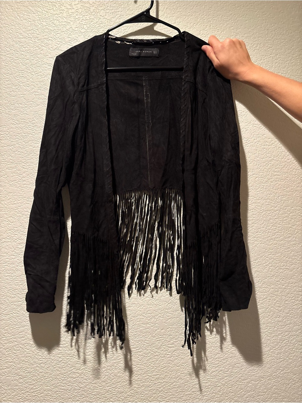 Zara Fringe Open-Front Women’s Jacket - Black